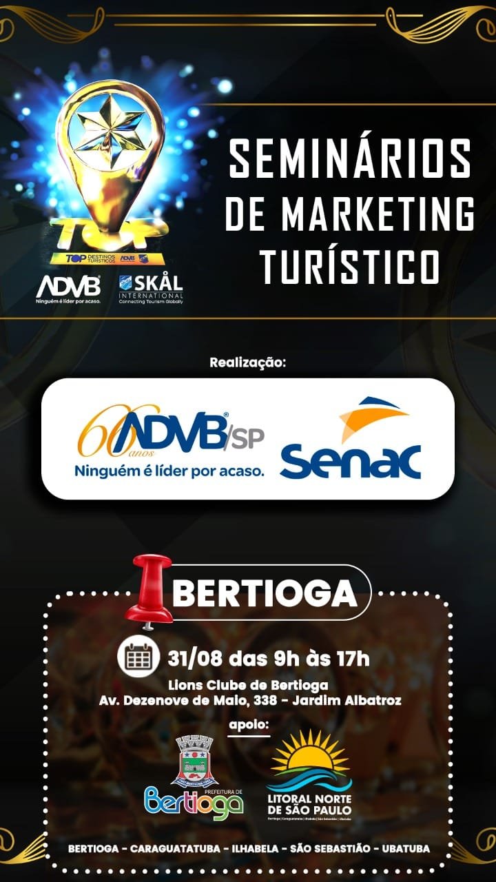 Circuito Litoral Norte de São Paulo será palco do Seminário de Marketing Turístico