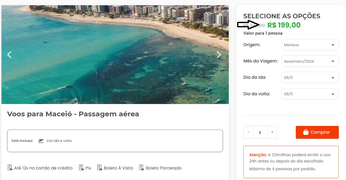 Passagens aéreas de Manaus/Fortaleza e Maceió por apenas R$ 199 (ida e  volta)