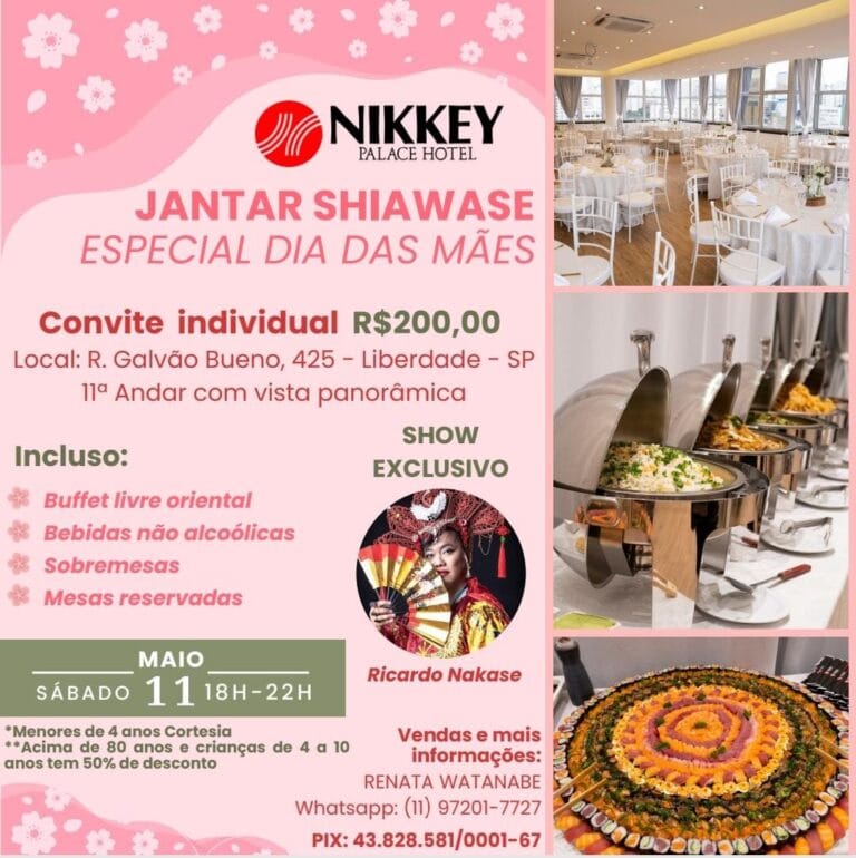 Jantar especial de Dia das Mães vai encantar visitantes no Nikkey Palace Hotel